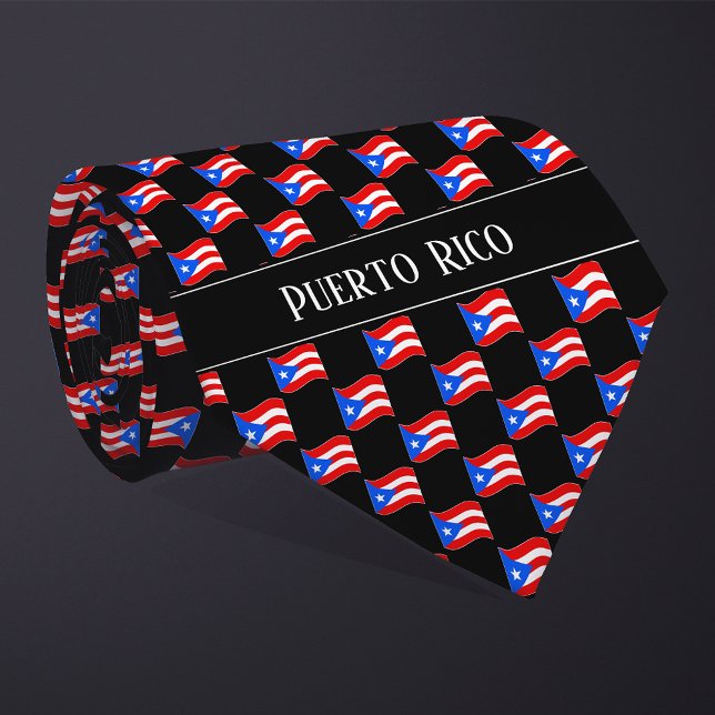 Gravata Wavy Porto Rico Flag Pattern (Criador carregado)