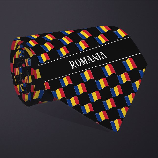 Gravata Wavy Romênia Flag Pattern (Criador carregado)
