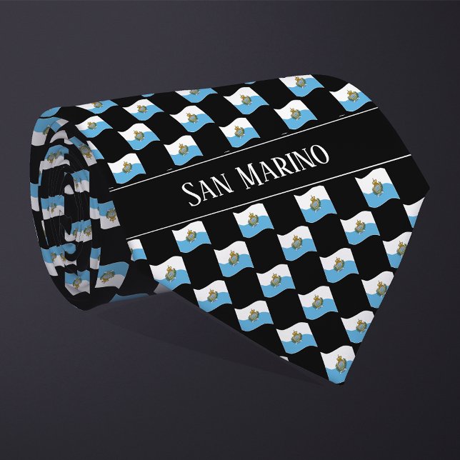 Gravata Wavy San Marino Flag Pattern  (Criador carregado)