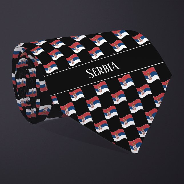 Gravata Wavy Serbia Flag Pattern  (Criador carregado)