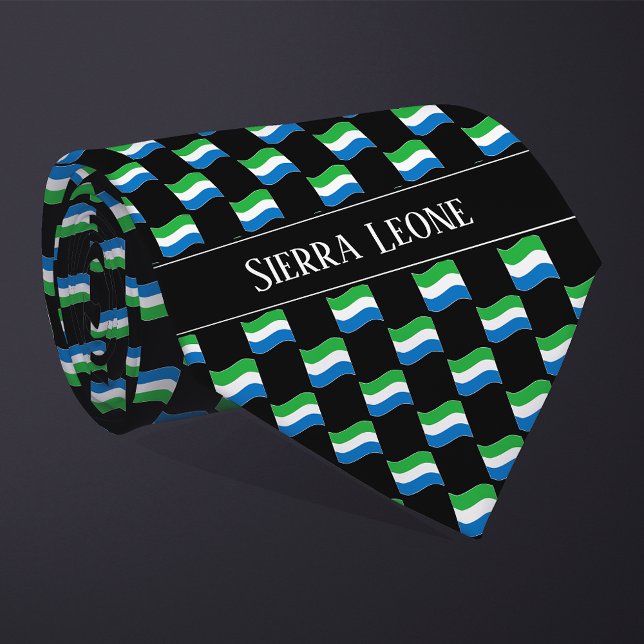 Gravata Wavy Sierra Leone Flag Pattern  (Criador carregado)
