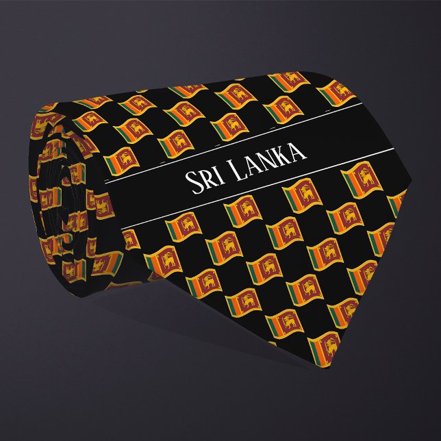 Gravata Wavy Sri Lanka Flag Pattern  (Criador carregado)