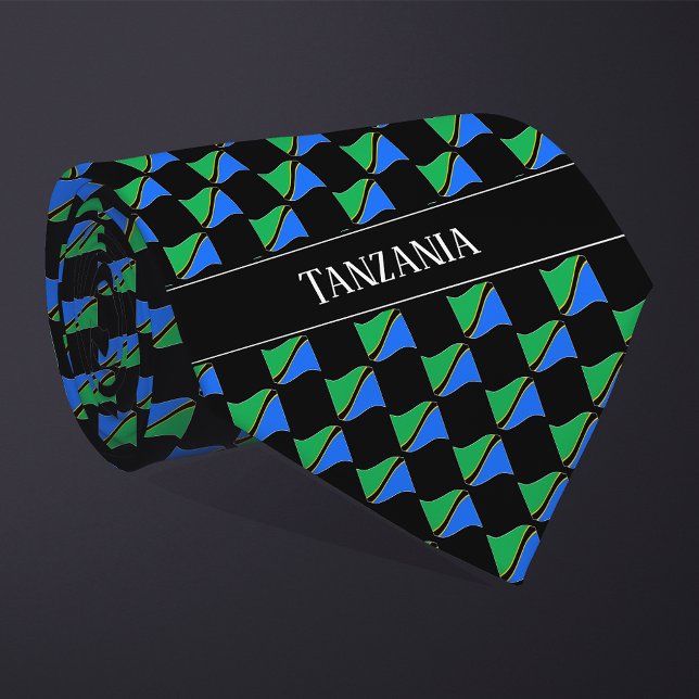 Gravata Wavy Tanzania Flag Pattern  (Criador carregado)
