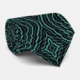 Gravata Wavy Tilted Ribbon Pattern With Teal On Black