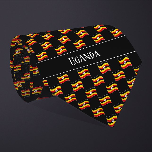 Gravata Wavy Uganda Flag Pattern  (Criador carregado)