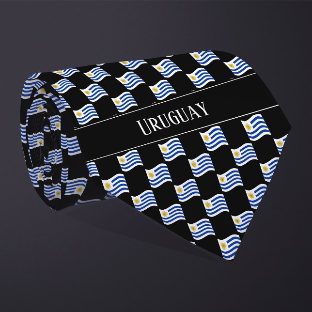 Gravata Wavy Uruguay Flag Pattern  (Criador carregado)