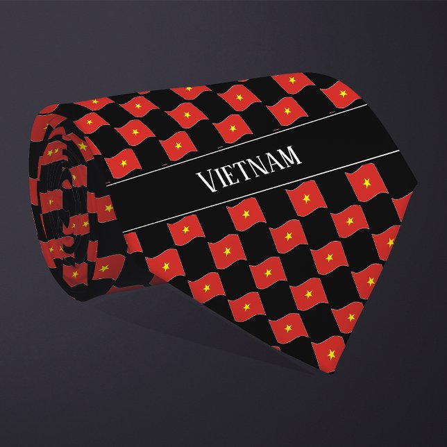 Gravata Wavy Vietnam Flag Pattern  (Criador carregado)