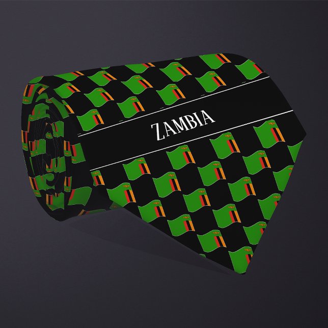 Gravata Wavy Zambia Flag Pattern  (Criador carregado)