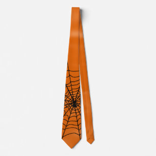 Gravata Web de aranha do Dia das Bruxas na laranja