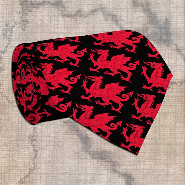 Gravata Welsh Dragon Tie & Cymru Red Dragon / País de Gale (Criador carregado)