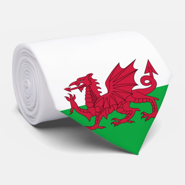 Gravata Welsh Flag (País de Gales) (Welsh Dragon) (Rolled)