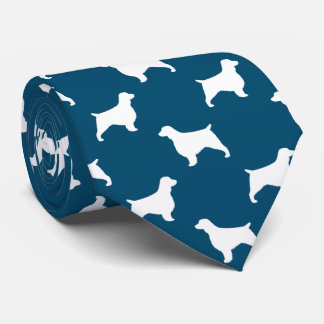 Gravata Welsh Springer Spaniel Silhouettes Azul Padrão