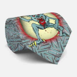 Gravata Werewolf Silver Bullete Azul Lua Cheia Halloween