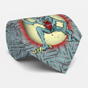 Gravata Werewolf Silver Bullete Azul Lua Cheia Halloween