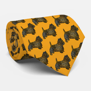 Gravata West Highland Westie Silhouette Halloween Orange