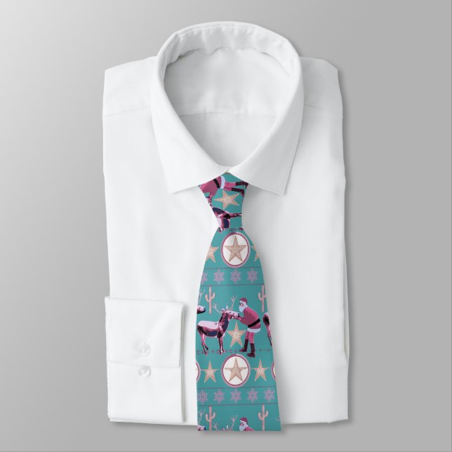 Gravata Western Christmas Donkey Reindeer Neck Tie (Amarrado)
