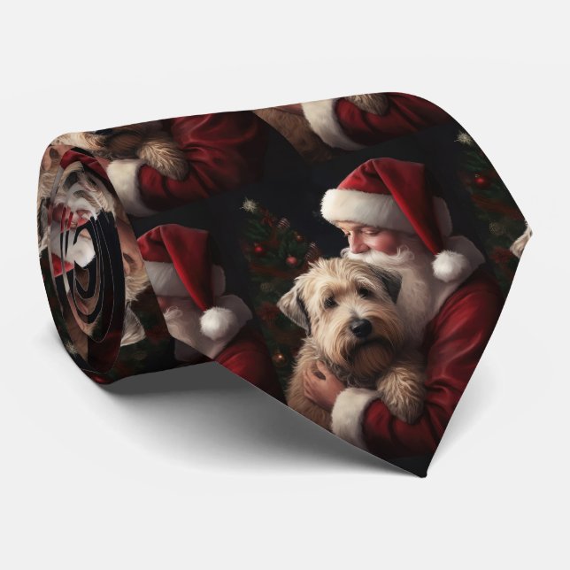 Gravata Wheaton Terrier com Papai Noel Natal Festivo (Rolled)