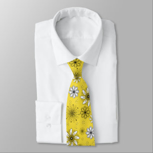 Gravata Whimsical Daisy Yellow and White 