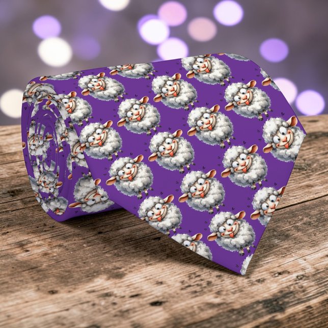 Gravata Whimsical Sheep Custom Necktie Tie (Criador carregado)