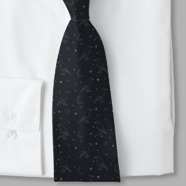 Gravata Whimsigoth Necktie – Celestial Raven Pattern