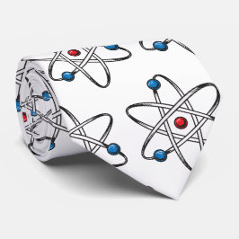 Gravata White Atom Molecule Patterna Ciência do Professor