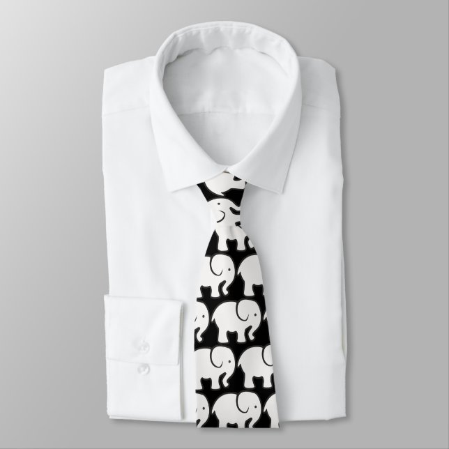 Gravata White Elephants Design Necktie (Amarrado)