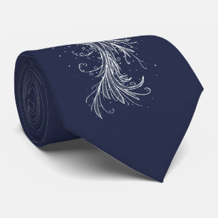 Gravata White Phoenix Lineart Blue Tie