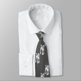 Gravata White Poodles on Gray Background Tie