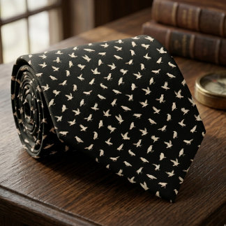 Gravata White Raven Bird Pattern – Gothic Groom Gift