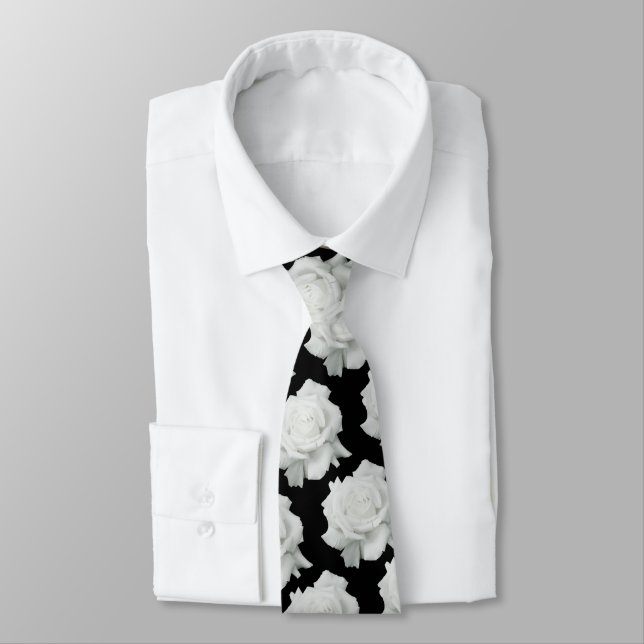 Gravata White Rose Petals Necktie (Amarrado)