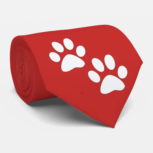 Gravata White Sports Mascot Paw Imprime Em Maroon (Rolled)