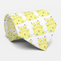White Summer Fun Beach Sandcastle Sand Castle Tie