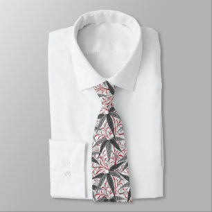 Gravata William Morris Bamboo Impressão, Cinza e Branco