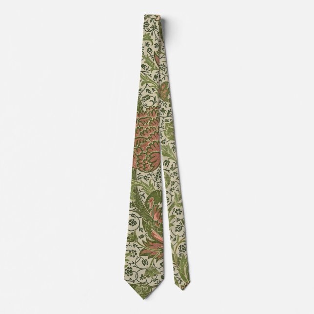 Gravata William Morris Cray Flor de Sage Floral Botânico (Frente)