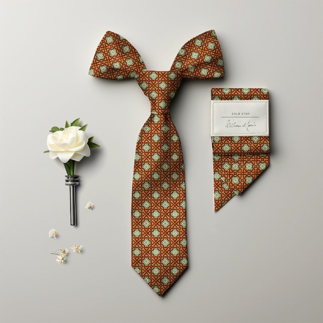 Gravata William Morris Floral Ouro Star Men (Criador carregado)
