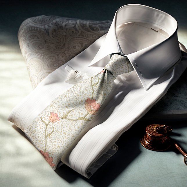 Gravata William Morris Garden Tulip Floral Patterno (Criador carregado)