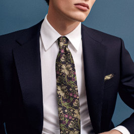 Gravata William Morris Ouro Lily Purple Green Vintage