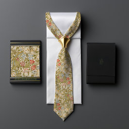 Gravata William Morris Ouro Lily Vintage Pattern
