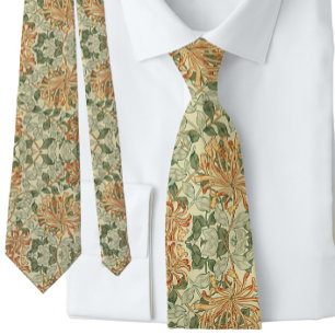 Gravata William * Morris Pêssego Verde Floral