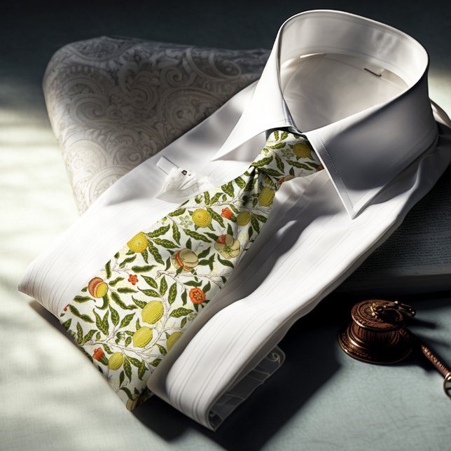 Gravata William Morris Pomegranate Lemons Frutas amarelas (Criador carregado)