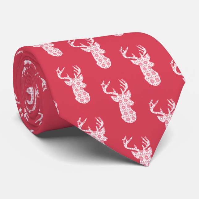 Gravata Winter Knit Christmas Reindeer Tie (Rolled)