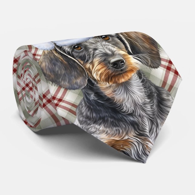 Gravata Wirehair Dachshund Dog Holiday Plaid Christmas (Rolled)