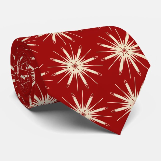Gravata Wispy Snowflake Foulard Vermelho Dois Lados (Rolled)