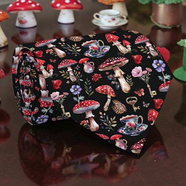 Gravata Wonderland Mushroom Pattern Necktie Tie (Criador carregado)