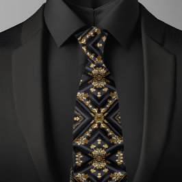 Gravata X Dourado sobre Preto