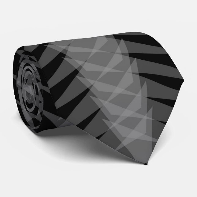 Gravata X Ray Gray On Black Spiny Modern Abstract Design (Rolled)