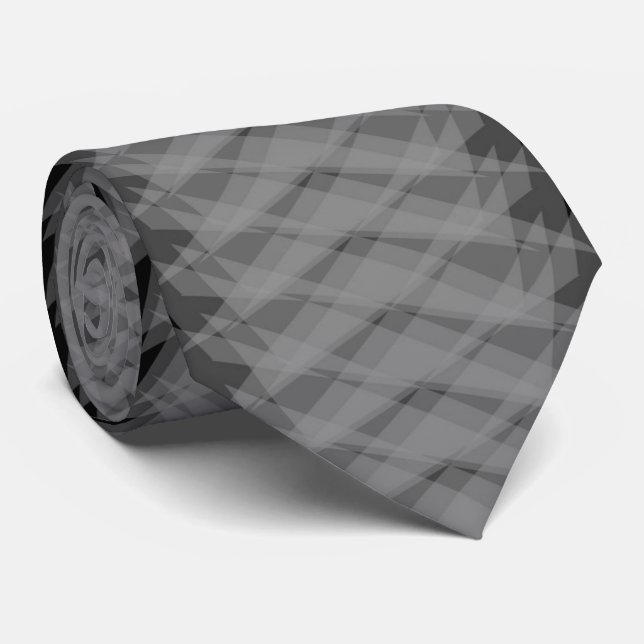Gravata X Ray Gray On Black Spiny Modern Abstract Design (Rolled)