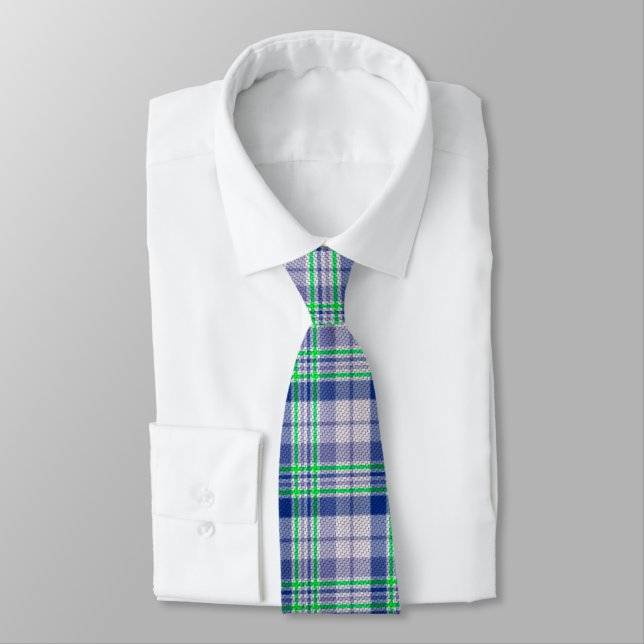 Gravata Xadrez Azul com Torneira Verde (Amarrado)