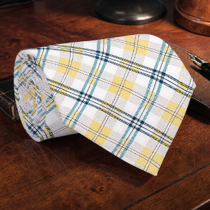 Gravata Xadrez Azul e Amarelo