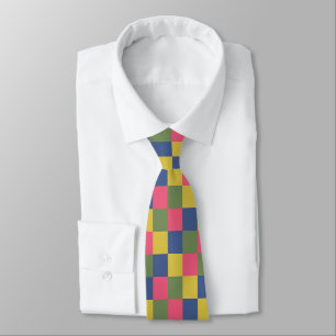 Gravata Xadrez Azul Rosa Amarelo Verde
